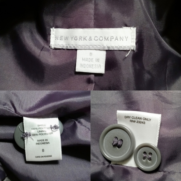 New York & Company Grey Tailored Blazer Jacket Size 8 - Picture 11 of 12